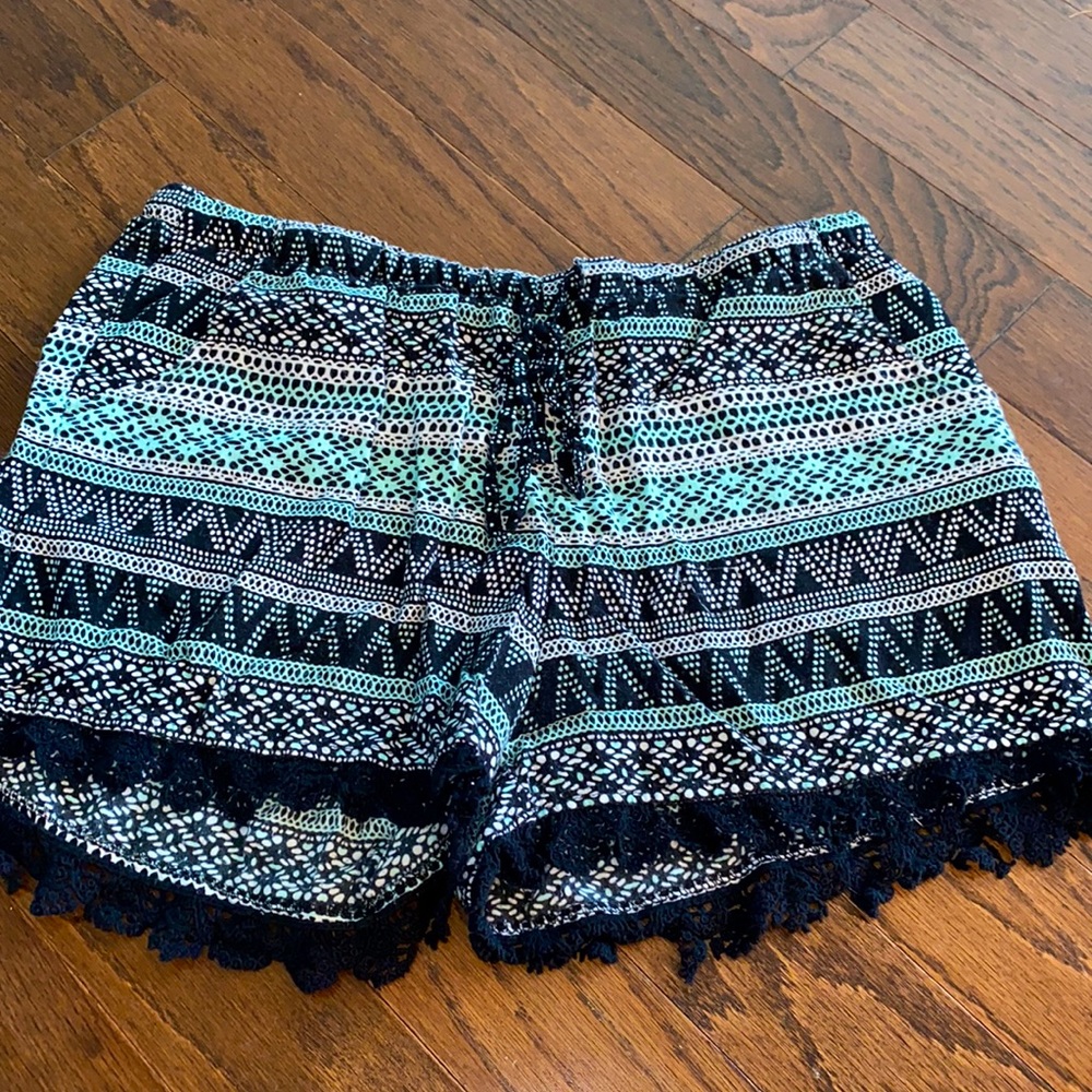 shorts with crazy green patterns!!